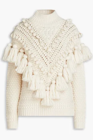 ZIMMERMANN Rollkragenpullover aus Wolle mit Pompons - Weiß - 0