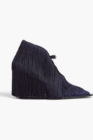 ZIMMERMANN Ankle Boots aus Veloursleder mit Fransen - Blau - EU 36