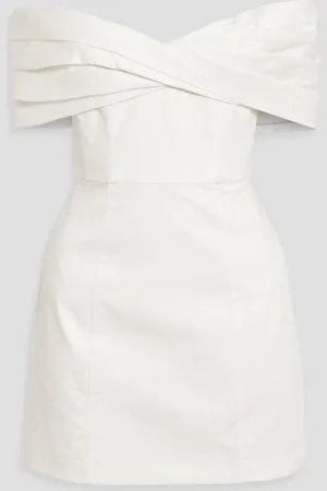 Nicholas Schulterfreies Minikleid aus Baumwollpopeline - Weiß - US 6