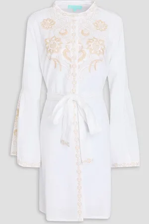Melissa Odabash Everly Minikleid aus einer Baumwoll-Leinenmischung mit Stickereien - - L