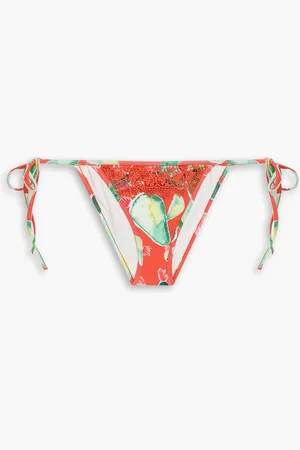 CHARO RUIZ IBIZA Laia Bikini-Höschen mit Guipure-Spitzenbesatz und Print - - M