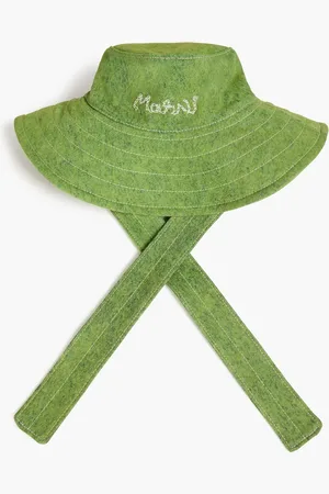 Marni Fischerhut aus Denim mit Stickereien - Grün - L