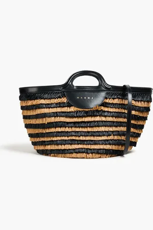 Marni Tote Bag aus Leder und Raffiabastimitat - - OneSize