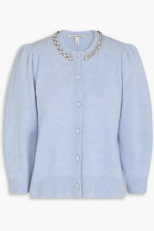 AUTUMN CASHMERE Cardigan aus Kaschmir mit Kristallverzierung - Blau - S