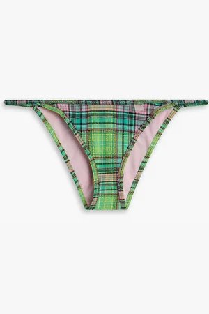 Ganni Bikini-Höschen aus Stretch-Seersucker mit Karomuster - - DE 36
