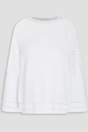AUTUMN CASHMERE Pullover aus Baumwolle mit Lochstrick-Einsatz - - M