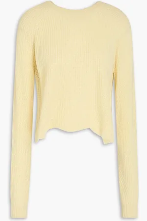 AUTUMN CASHMERE Pullover aus geripptem Kaschmir mit Muschelsaum - Gelb - S