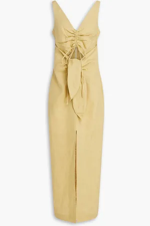 Nanushka Midikleid aus Leinen mit Cut-outs und Raffungen - Neutral - XXS