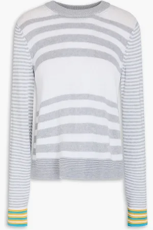 AUTUMN CASHMERE Gestreifter Pullover aus Baumwolle - Grau - L
