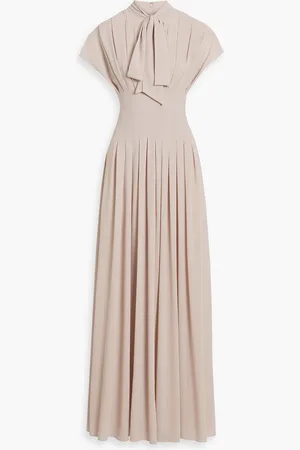 MIKAEL AGHAL Maxikleid aus Chiffon mit Schluppe und Falten - Neutral - US 4