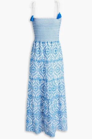 ALICE+OLIVIA Alice Olivia - Midikleid mit Lochstickerei und Raffungen - Blau - US 8