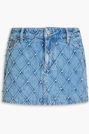 ALICE+OLIVIA Alice Olivia - Joss Minirock aus Denim mit Kristallverzierung - Blau - 29