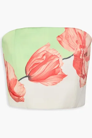 ALICE+OLIVIA Alice Olivia - Ceresi trägerloses Cropped Oberteil aus Satin mit floralem Print - - US 10