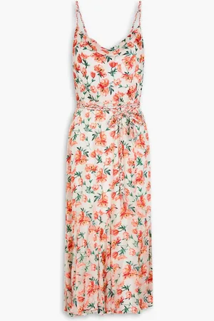 ALICE+OLIVIA Alice Olivia - Lissa Midikleid aus Devoré mit floralem Print - Orange - US 2