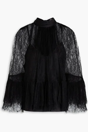 ALICE+OLIVIA Alice Olivia - Gerafftes Oberteil aus Chantilly-Spitze - - XL