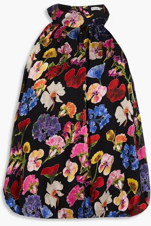 ALICE+OLIVIA Alice Olivia - Maris gerafftes Oberteil aus Chiffon mit Fil Coupé und floralem Print - - XL