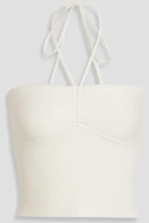 ALICE+OLIVIA Alice Olivia - Linnie Neckholder-Oberteil aus Rippstrick - Weiß - L