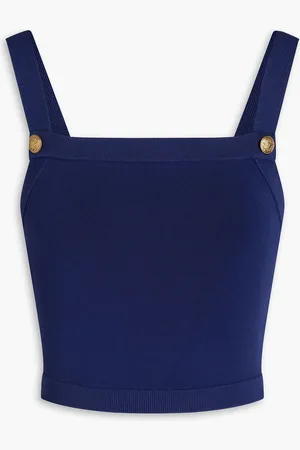 ALICE+OLIVIA Alice Olivia - Cropped Oberteil aus Stretch-Strick - Blau - L
