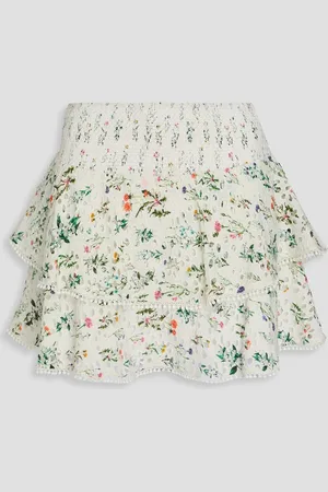 ALICE+OLIVIA Alice Olivia - Joey Minirock aus Baumwolle mit Lochstickerei und floralem Print - Weiß - L