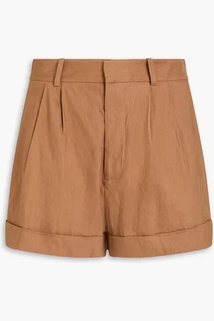 ALICE+OLIVIA Alice Olivia - Conry Shorts aus einer Leinenmischung mit Falten - Braun - US 0