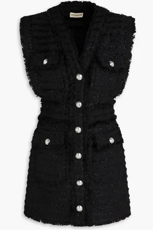 Nicholas Minikleid aus Bouclé-Tweed mit Fransen - - US 6