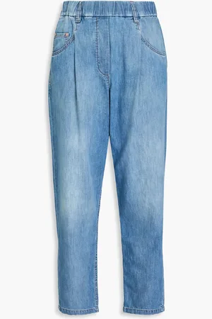 Brunello Cucinelli Hoch sitzende Cropped Karottenjeans - Blau - IT 36