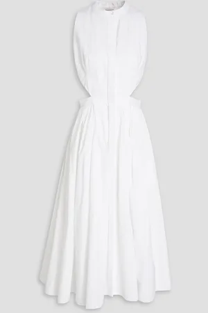 Alexander McQueen Midikleid aus Baumwollpopeline mit Falten und Cut-outs - - IT 42