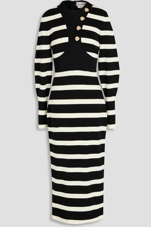 Alexander McQueen Striped wool-blend midi dress - - XS