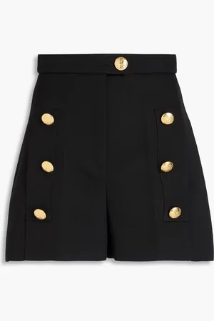 Alexander McQueen Button-embellished wool-crepe shorts - - IT 38