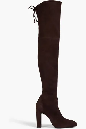 Stuart Weitzman Vida Overknees aus Veloursleder - Braun - EU 41