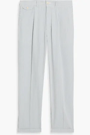 ALEX MILL Hose aus Baumwoll-Seersucker mit Streifen und Falten - Blau - 31