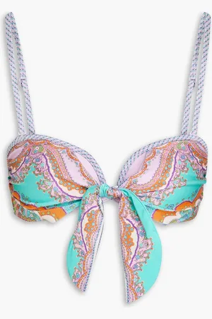 ZIMMERMANN Lola knotted printed bandeau bikini top - Blau - 3