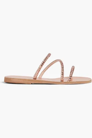 Ancient Greek Sandals Polytimi Sandalen aus Leder mit Kristallverzierung - Metallic - EU 38