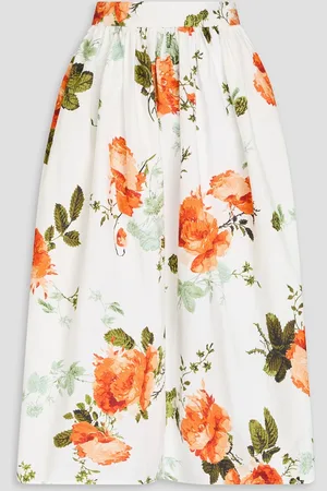 Erdem Midirock aus Baumwollpopeline mit floralem Print - - UK 10