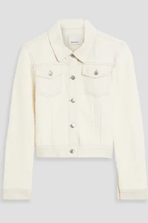Simkhai Baylin Jacke aus Bouclé-Strick aus einer Baumwollmischung mit Denim-Einsatz - Weiß - M