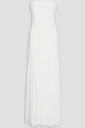 Nicholas Rhonda trägerloses Maxikleid aus Crêpe mit Falten - Weiß - US 2