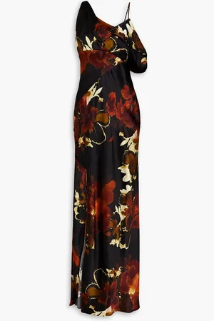 Nicholas Schulterfreies Maxikleid aus Satin aus einer Seidenmischung mit floralem Print - - US 2