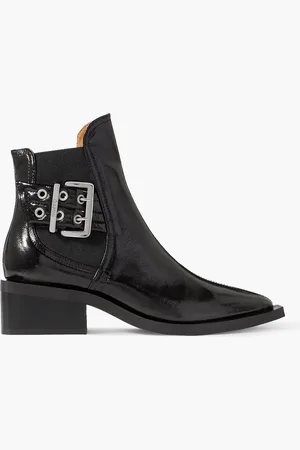 Ganni Chelsea Boots aus Lacklederimitat mit Schnalle - - EU 37