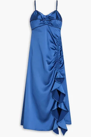 Sandro Ruched satin-crepe midi dress - Blau - FR 40