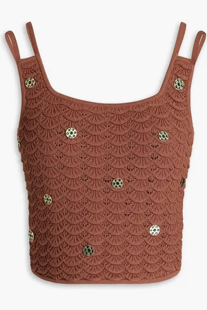 Sandro Cropped Strickoberteil in Häkeloptik mit Verzierung - - 1