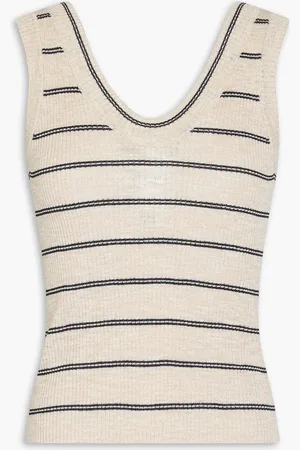 Brunello Cucinelli Gestreiftes Tanktop aus Rippstrick in Metallic-Optik - Neutral - L