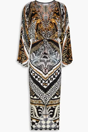 Camilla Crystal-embellished printed stretch-jersey midi dress - - 3XL