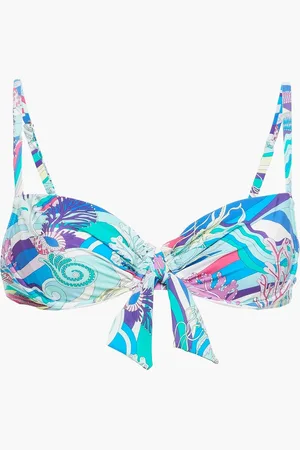 Maison Lejaby Bikini-Oberteil mit Knotendetail und Print - Blau - FR 80 C