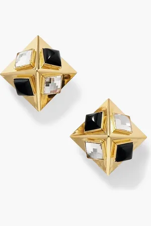 Alessandra Rich Pyramid goldfarbene Ohrclips mit Kristallen - Metallic - OneSize