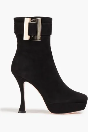 Roger Vivier Ankle Boots aus Veloursleder mit Plateau und Schnalle - - EU 38