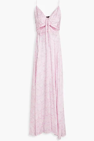 Maje Maxikleid aus Satin mit Paisley-Print und Cut-outs - Lila - FR 38
