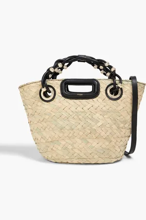 Maje Tote Bag aus Stroh mit Lederbesatz - - OneSize