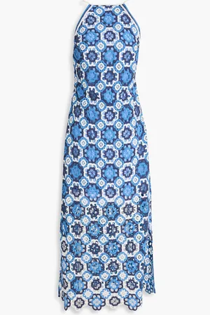 Maje Midikleid aus gehäkelter Baumwolle - Blau - FR 40