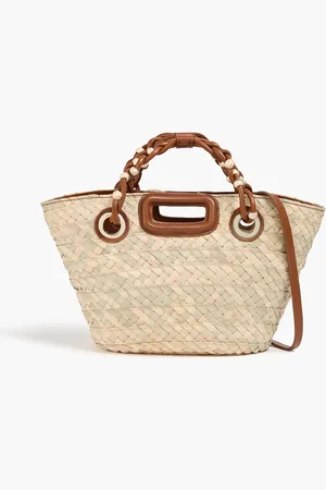 Maje Tote Bag aus Stroh mit Lederbesatz - Braun - OneSize