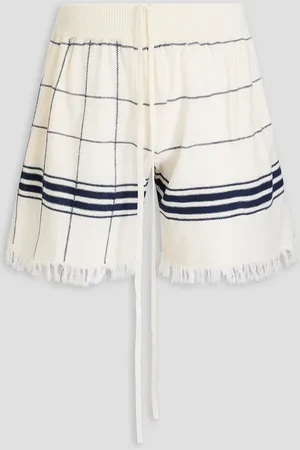 Maison Margiela Karierte Shorts aus einer Wollmischung mit Tunnelzug und Fransen - Weiß - M